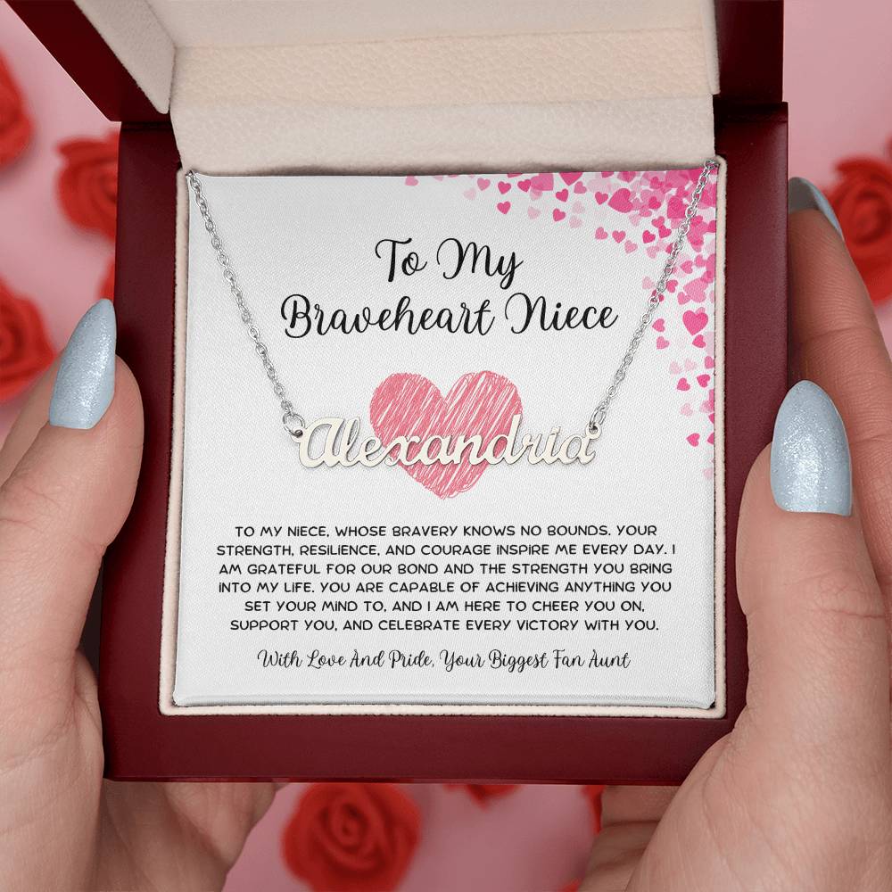 To My Braveheart Niece - From Aunt to Niece Custom Name Necklace - SOUVMOUR