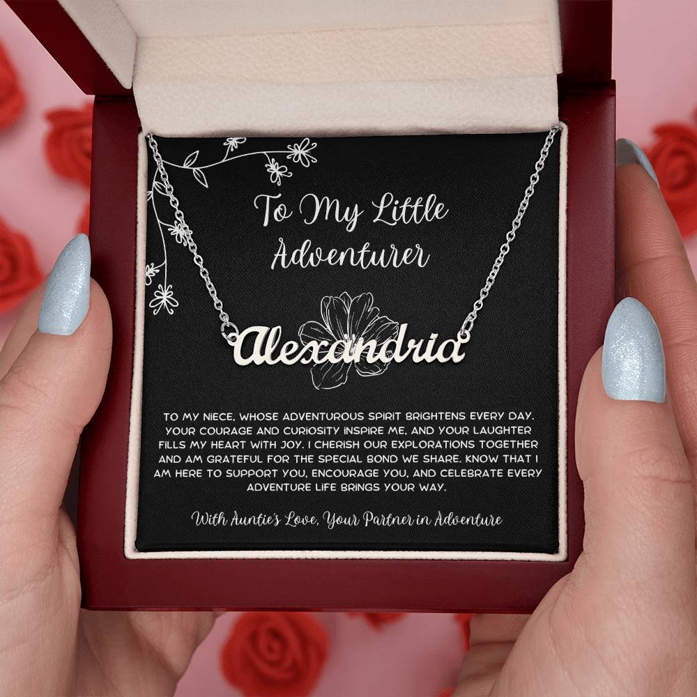 To My Little Adventurer - From Aunt to Niece Custom Name Necklace - SOUVMOUR