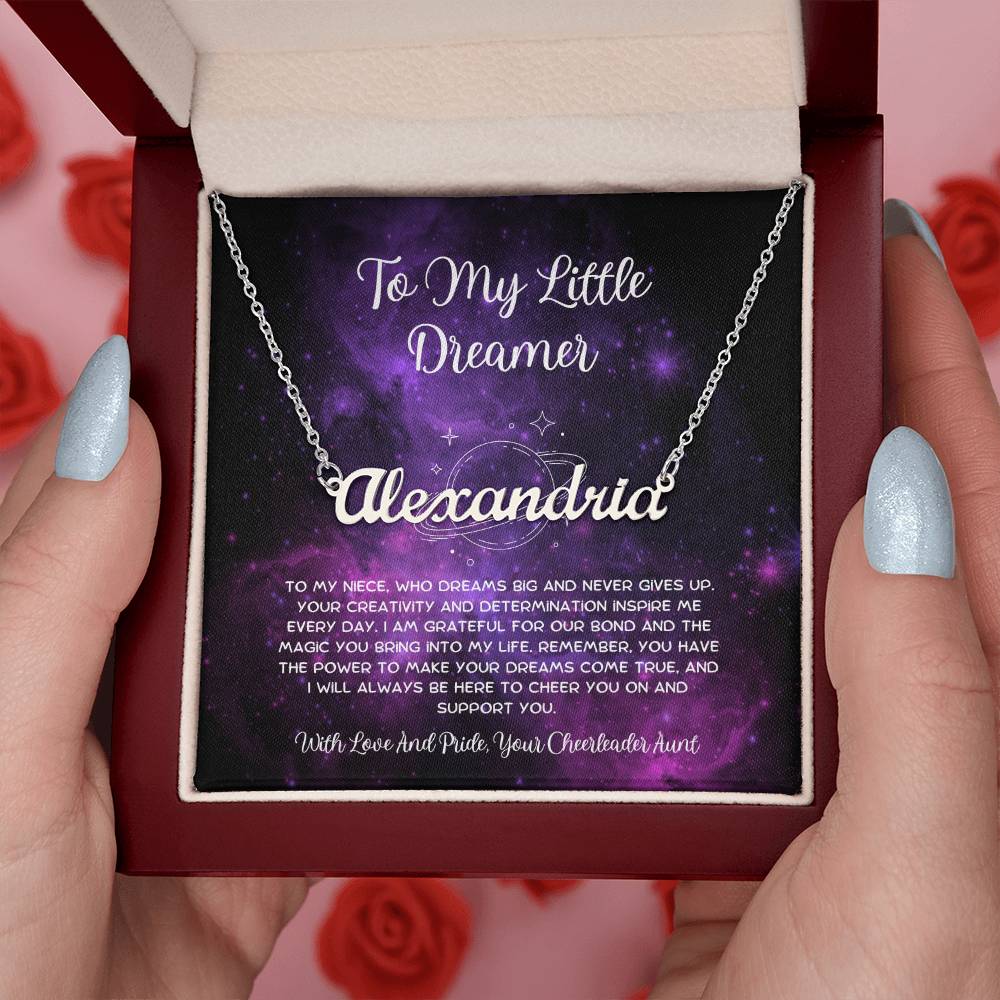 To My Little Dreamer - From Aunt to Niece Custom Name Necklace - SOUVMOUR