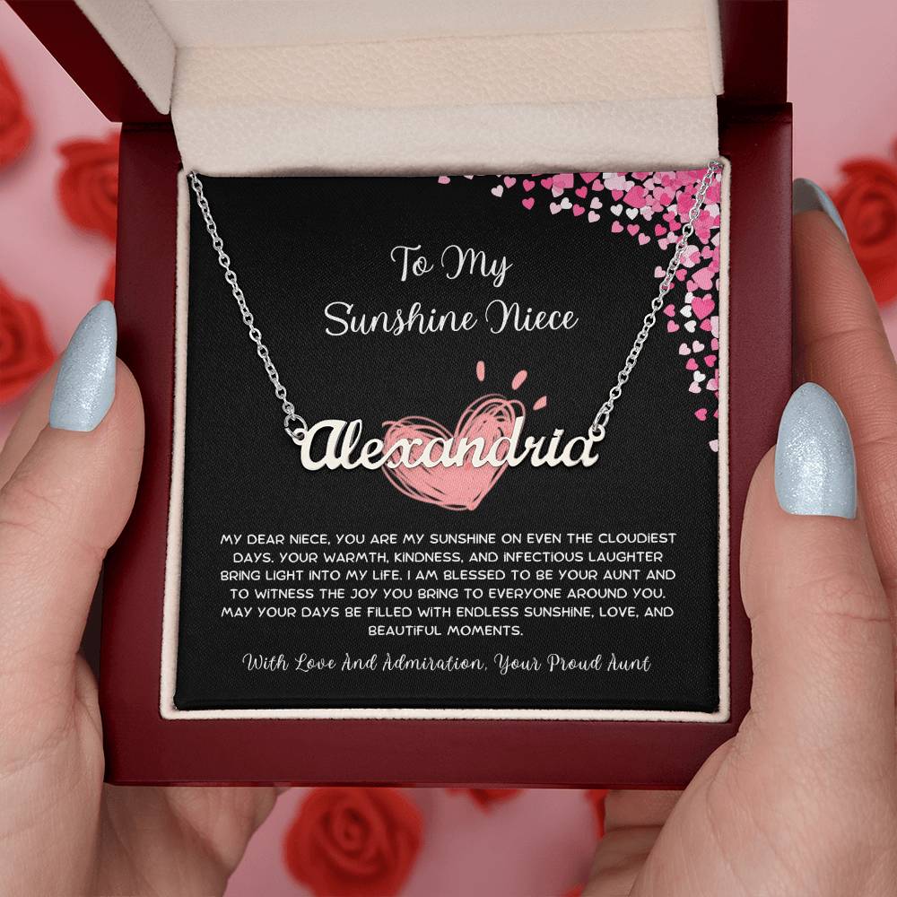 To My Sunshine Niece - From Aunt to Niece Custom Name Necklace - SOUVMOUR