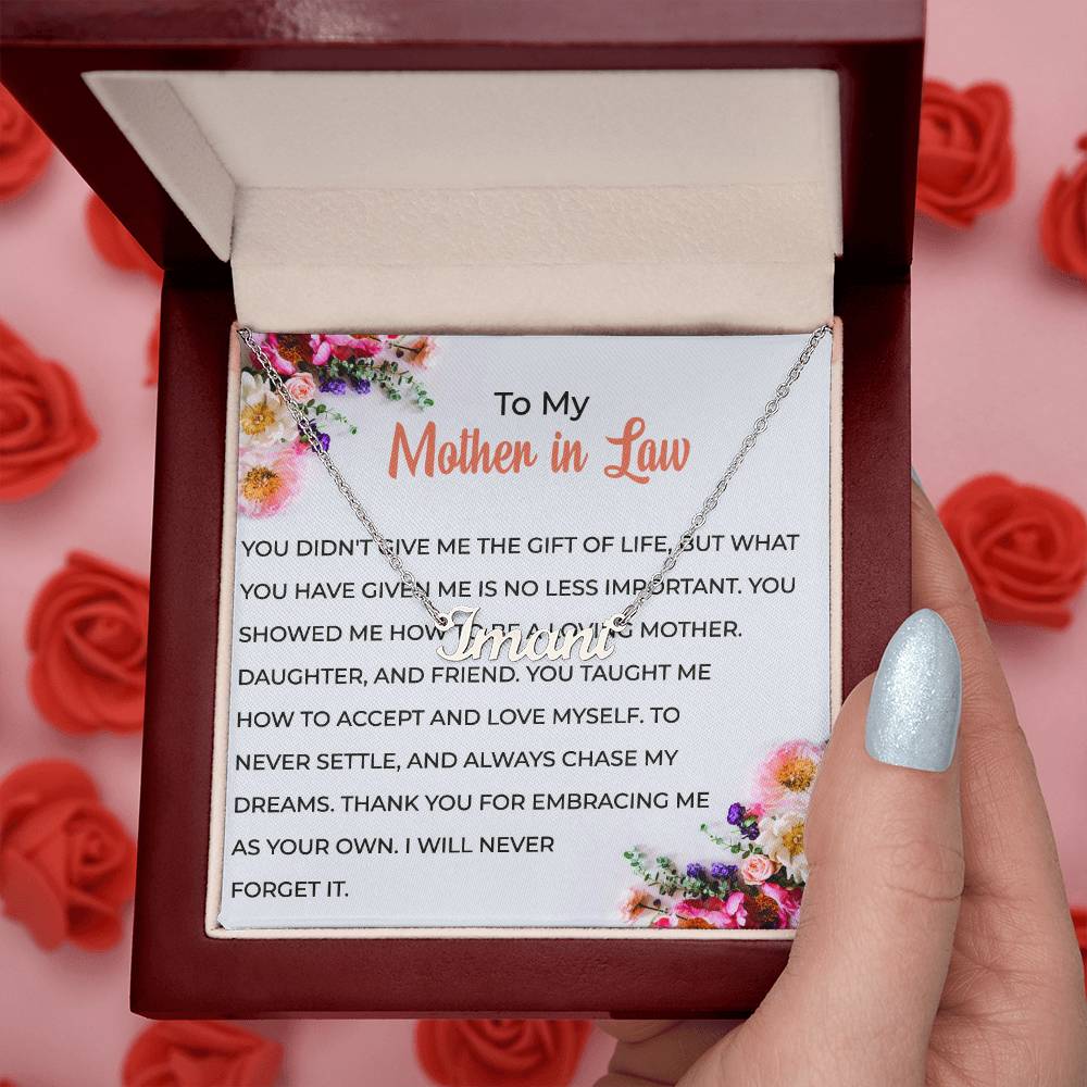 To My Cherished Mother-in-Law | Personalized Custom Name Necklace with Heartfelt