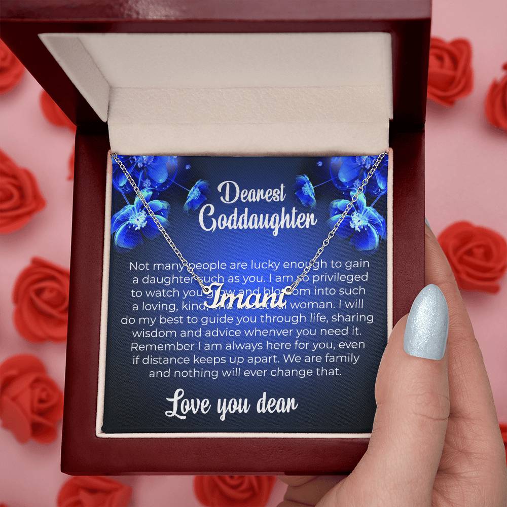 To My Dearest Goddaughter | Unique Name Necklace with a Heartfelt Card