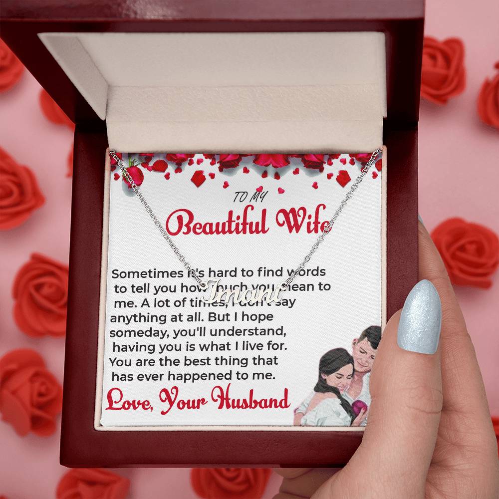 To My Beautiful Wife - Personalized Name Necklace with Special Message, A Heartfelt Gift For Wife