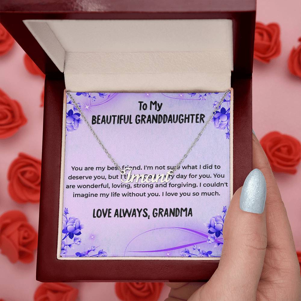 To My Wonderful Granddaughter Necklace | Custom Name with Heartfelt Message Necklace Gift from Grandma