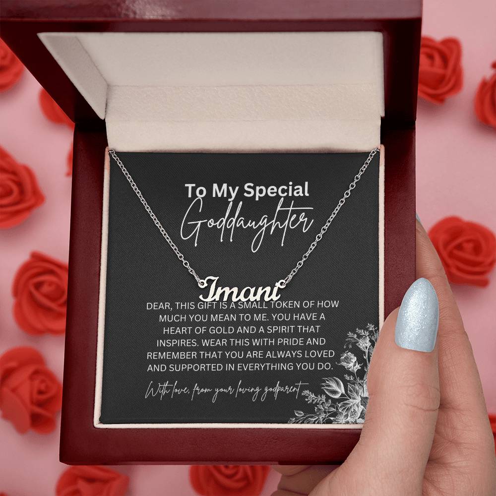 To My Special Goddaughter | Custom Name Necklace with Heartfelt Message Card