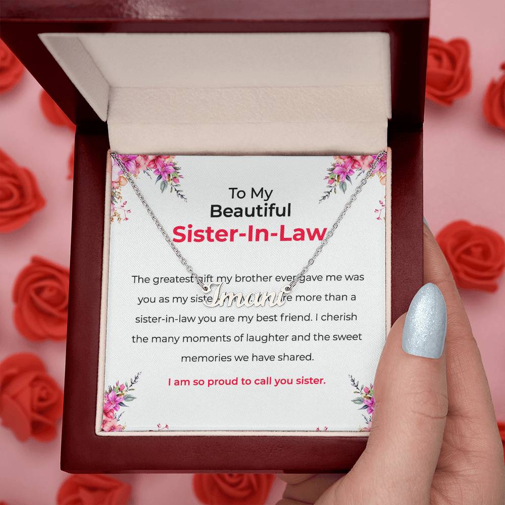 To My Beautiful Sister-in-law Gift Necklace | Personalized Custom Name Necklace | Sister-in-Law Gift