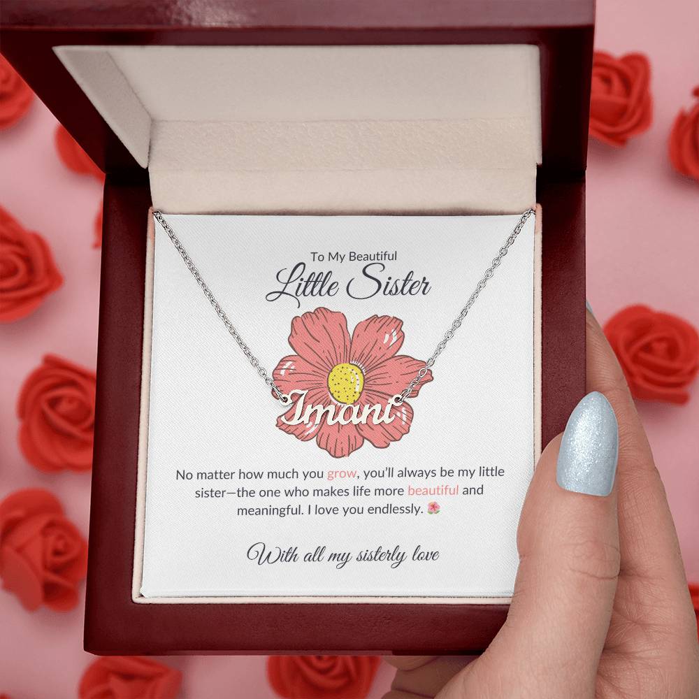 To My Beautiful Little Sister Name Necklace | Custom Name Necklace Gift for Sister