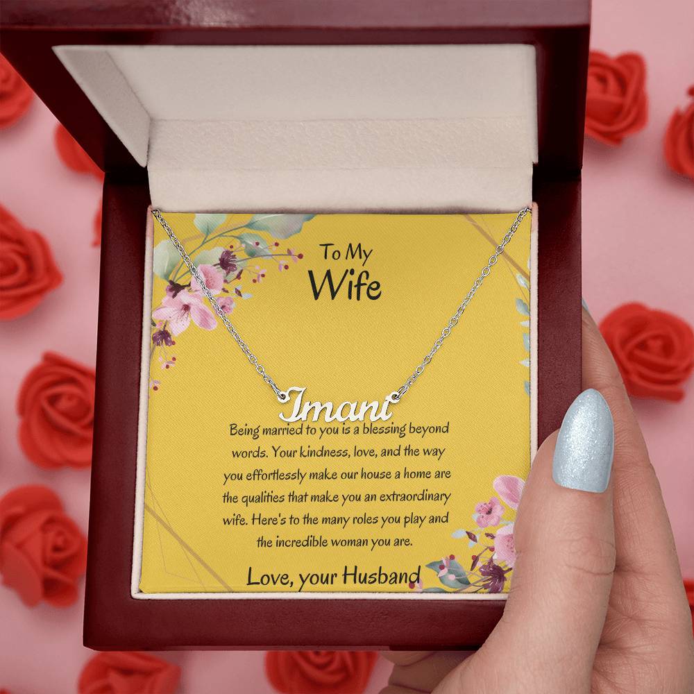 To My Wife, My Universe - Personalized Name Necklace with Special Message, A Beautiful Keepsake