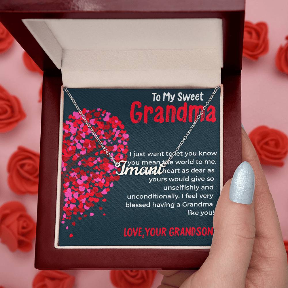 To My Sweet Grandma | Custom Name Necklace Gift from Grandson | Gift for Grandma