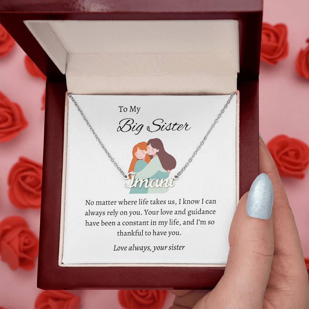 To My Big Sister Heartfelt Name Necklace | Gift for Sister | Custom Name Necklace Gift for Sister