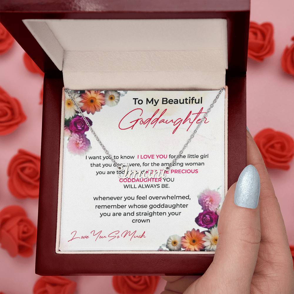 To My Beautiful Goddaughter | Custom Name Necklace with a Loving Message