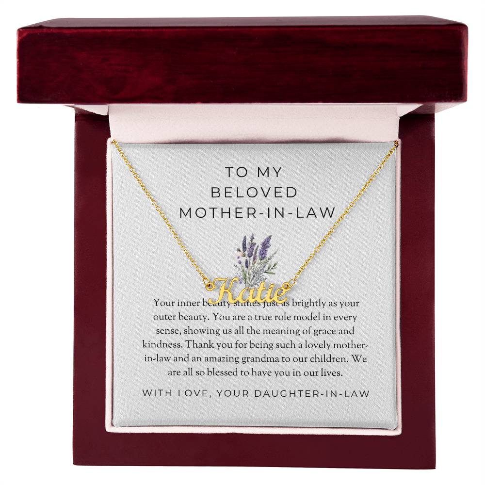 To My Wonderful Mother-in-Law | Personalized Custom Name Necklace with Heartfelt Message