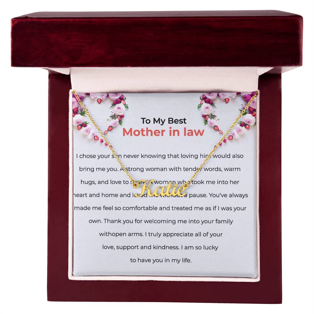 For the Best Mother-in-Law | Custom Name Necklace with a Loving Message