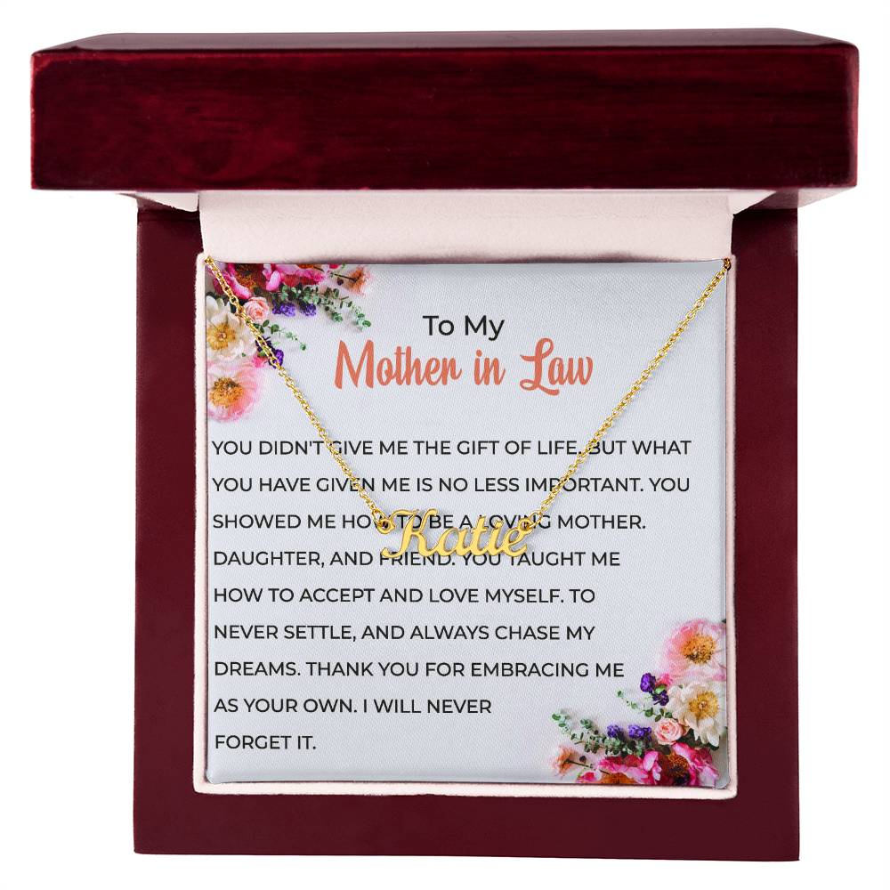 To My Cherished Mother-in-Law | Personalized Custom Name Necklace with Heartfelt