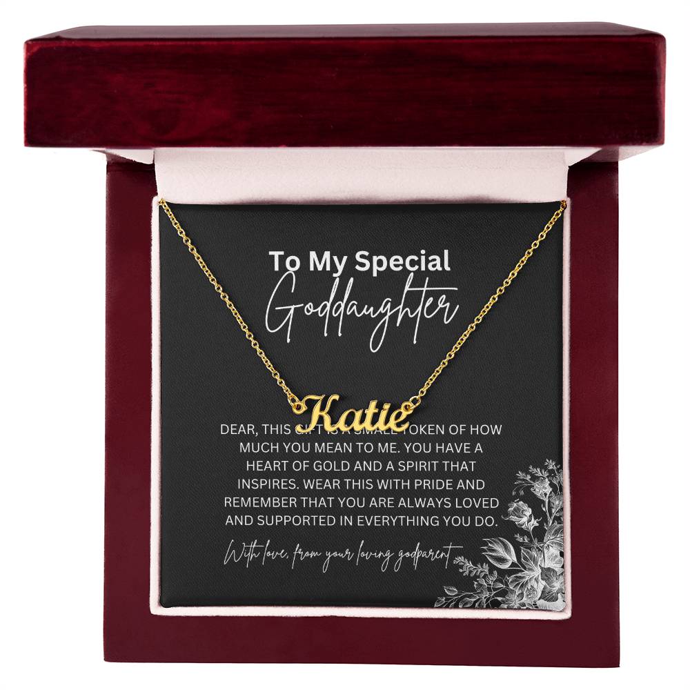 To My Special Goddaughter | Custom Name Necklace with Heartfelt Message Card