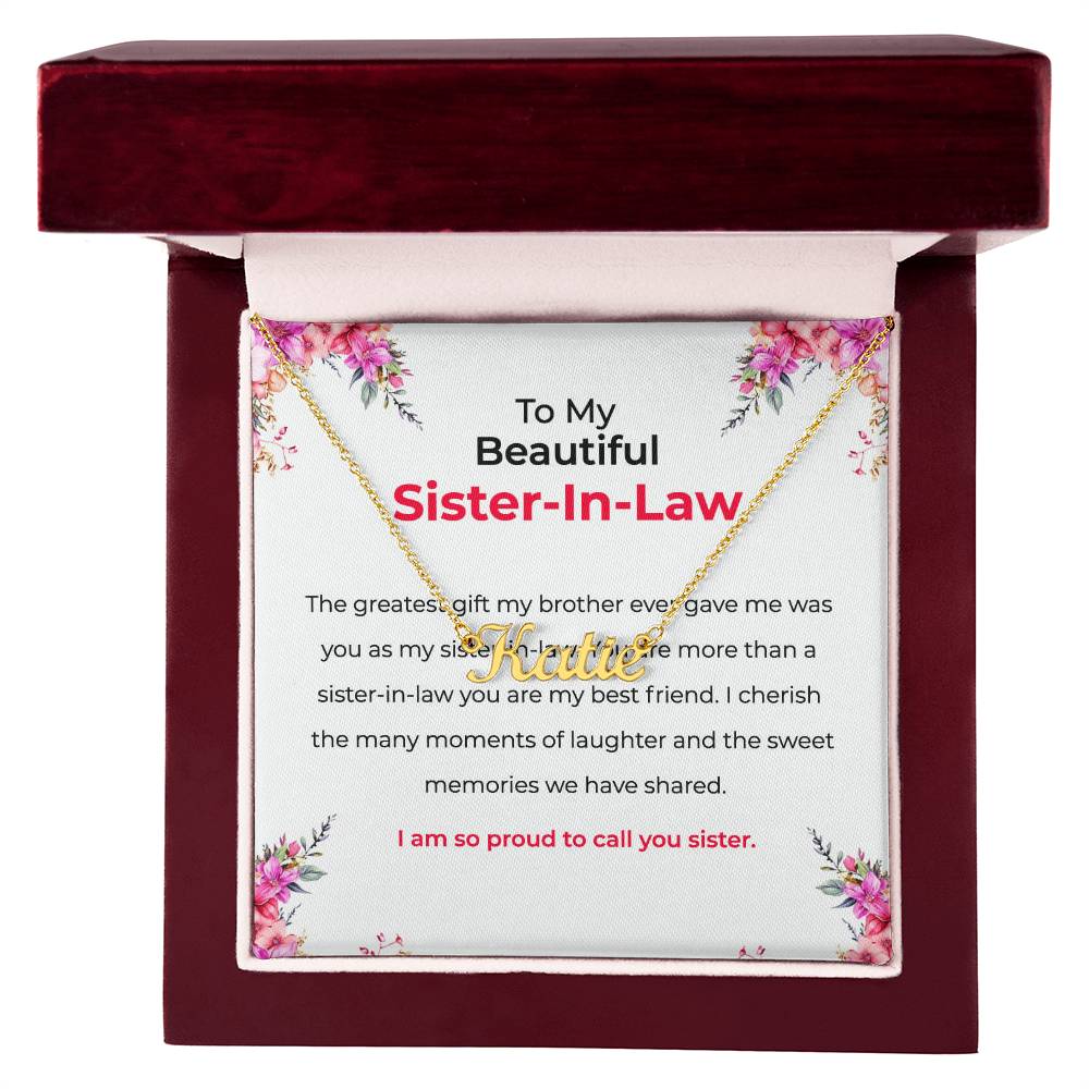 To My Beautiful Sister-in-law Gift Necklace | Personalized Custom Name Necklace | Sister-in-Law Gift