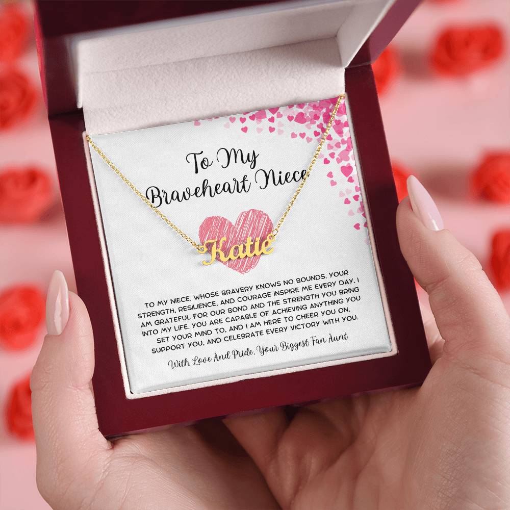 To My Braveheart Niece - From Aunt to Niece Custom Name Necklace - SOUVMOUR