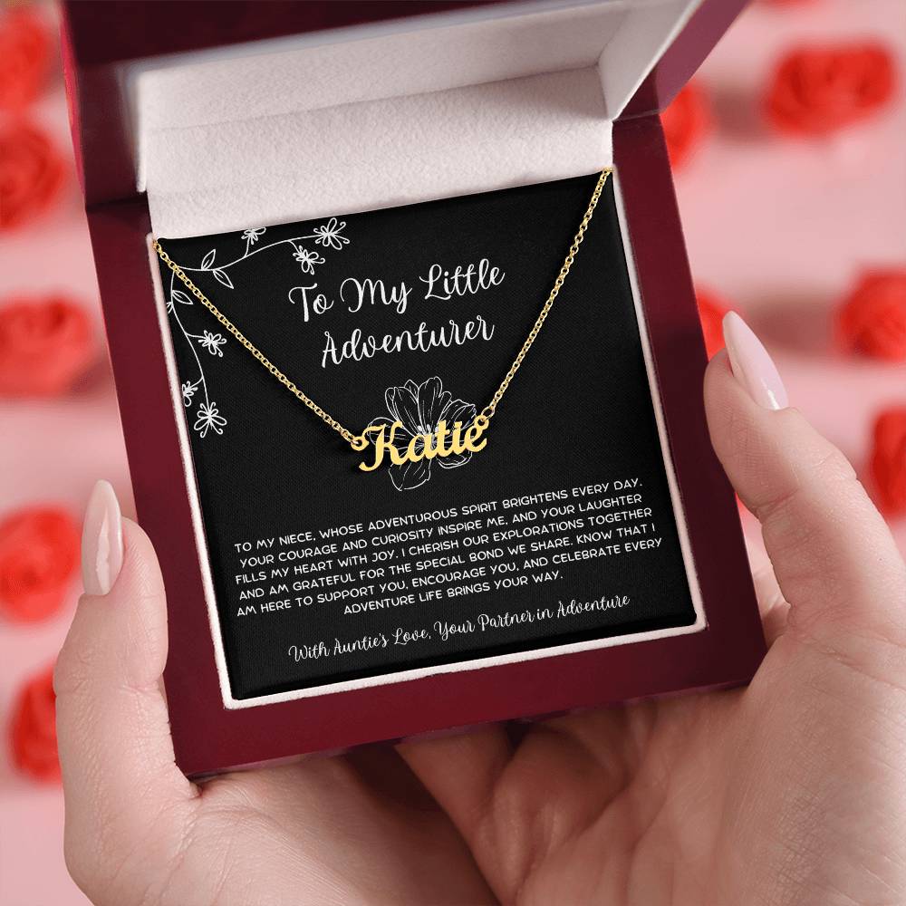 To My Little Adventurer - From Aunt to Niece Custom Name Necklace - SOUVMOUR