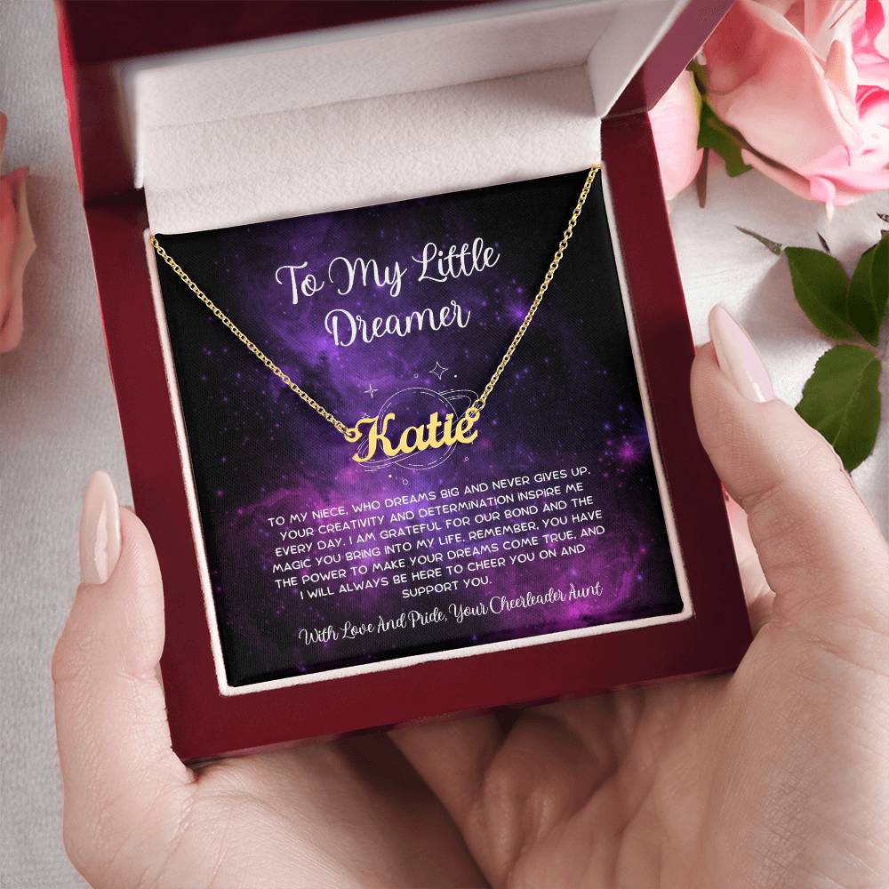 To My Little Dreamer - From Aunt to Niece Custom Name Necklace - SOUVMOUR