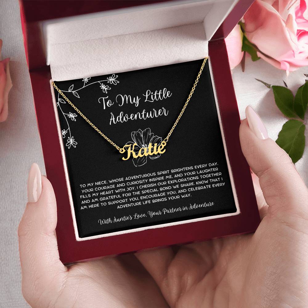 To My Little Adventurer - From Aunt to Niece Custom Name Necklace - SOUVMOUR