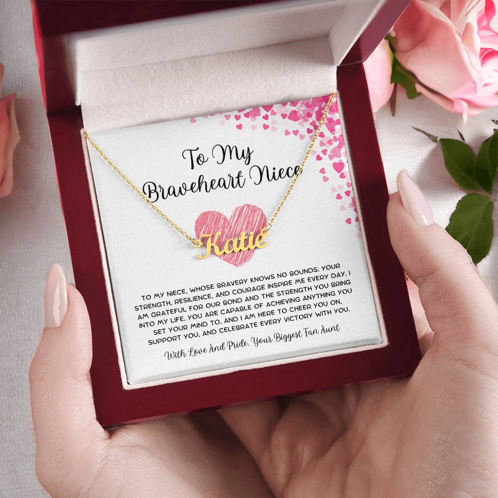 To My Braveheart Niece - From Aunt to Niece Custom Name Necklace - SOUVMOUR