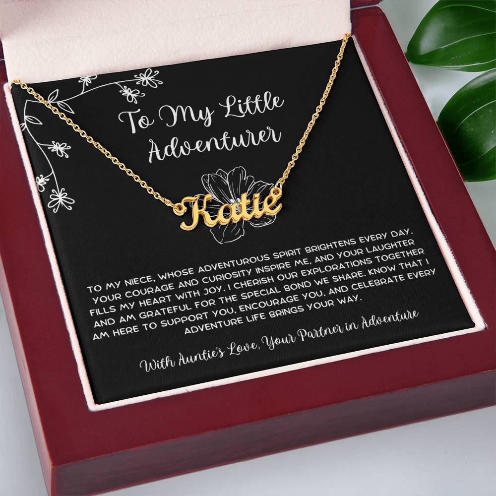To My Little Adventurer - From Aunt to Niece Custom Name Necklace - SOUVMOUR