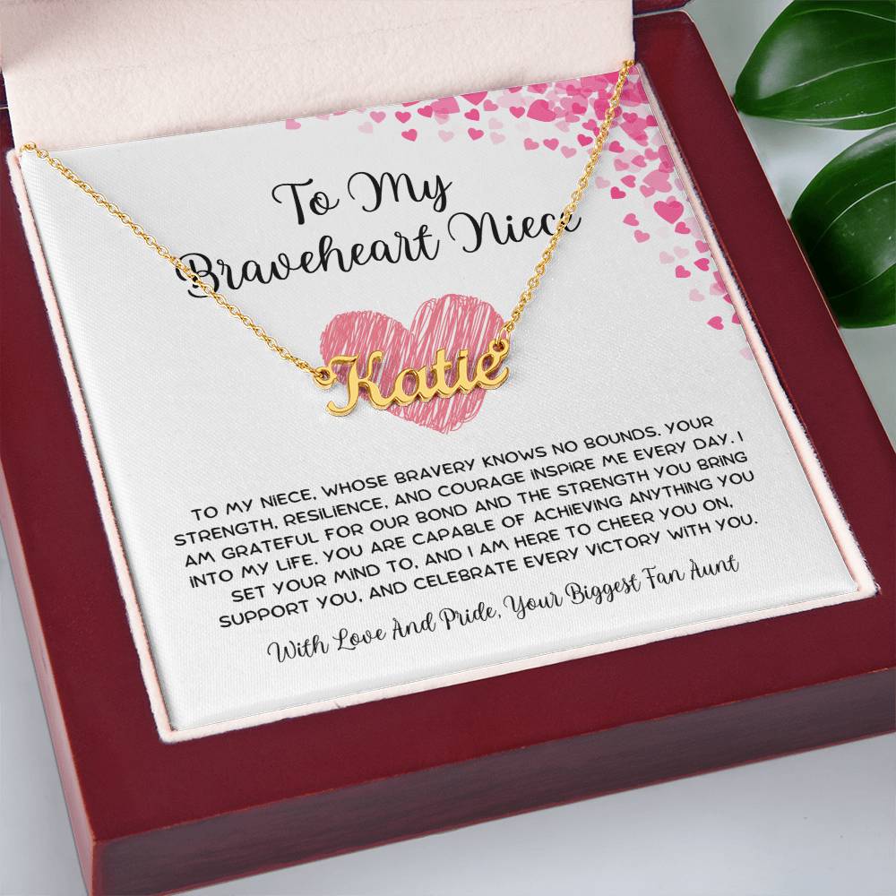 To My Braveheart Niece - From Aunt to Niece Custom Name Necklace - SOUVMOUR