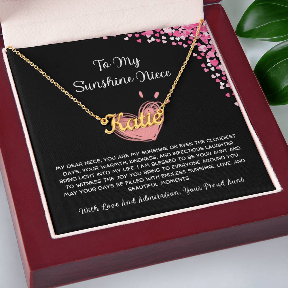 To My Sunshine Niece - From Aunt to Niece Custom Name Necklace - SOUVMOUR
