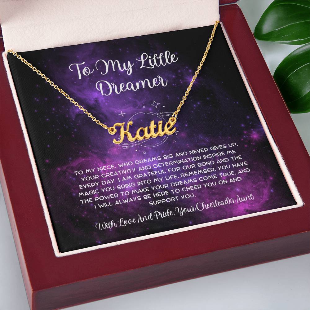 To My Little Dreamer - From Aunt to Niece Custom Name Necklace - SOUVMOUR