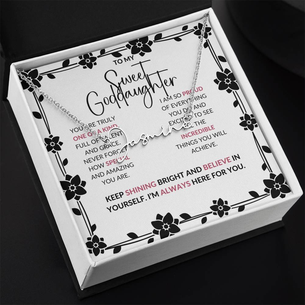 To My Sweet Goddaughter | Signature Style Custom Name Necklace with a Loving Message