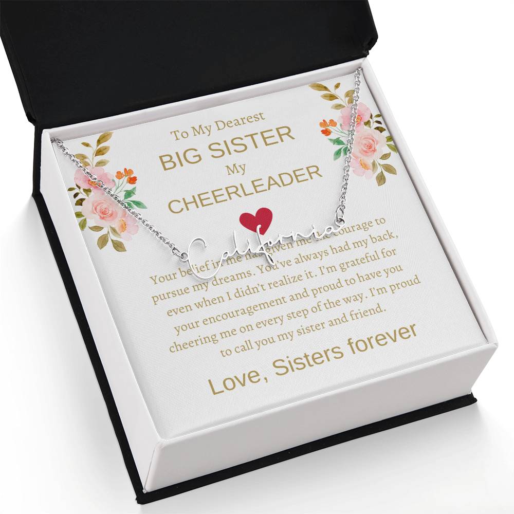 Dearest Big Sister Signature Name Necklace | Gift for Sister | Necklace Gift for Sister