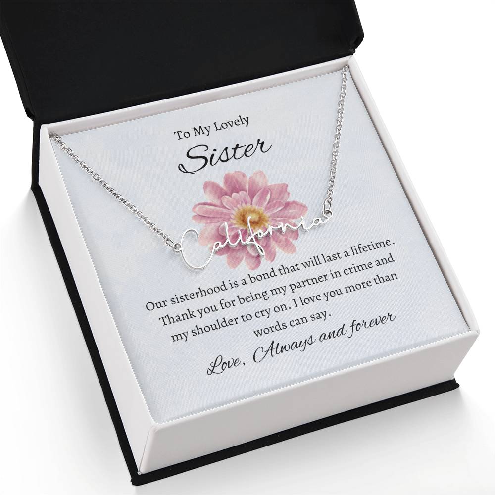 To My Lovely Sister Signature Style Custom Name Necklace | Gift for Sister | Necklace Gift for Sister