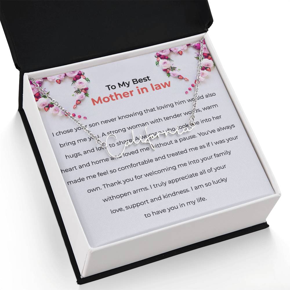 For the Best Mother-in-Law | Signature Style Custom Name Necklace with Loving Message