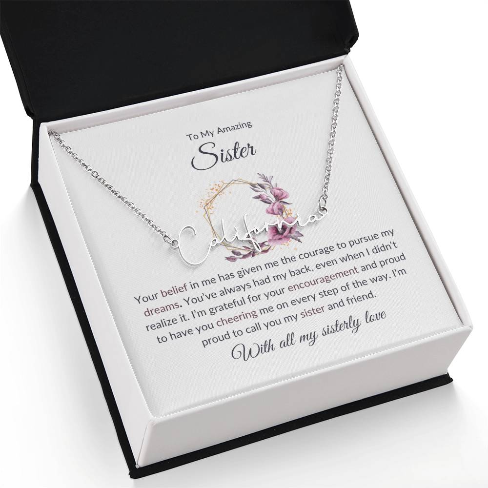 To My Amazing Sister Signature Style Custom Name Necklace | Gift for Sister | Necklace Gift for Sister