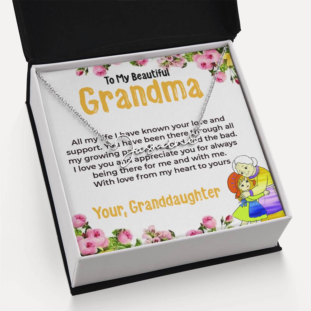 To My Beautiful Grandma | Signature Style Necklace Gift from Granddaughter | Gift for Grandma