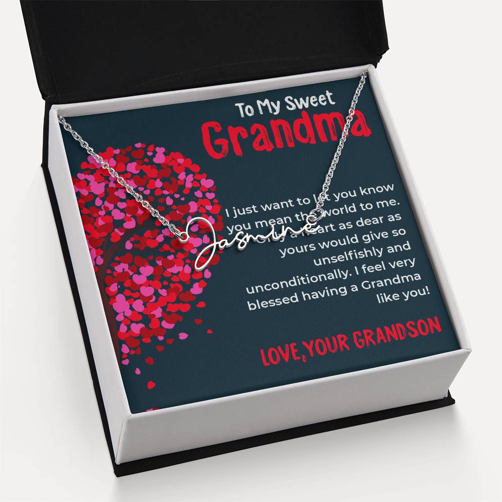 To My Sweet Grandma | Timeless Signature Style Necklace Gift from Grandson | Gift for Grandma