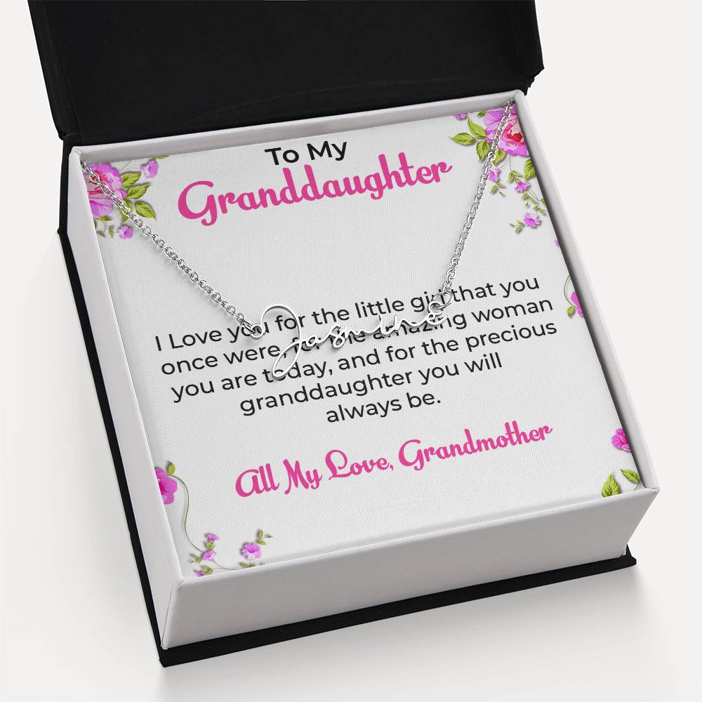 To My Special Granddaughter Necklace | Signature Style Custom Name Necklace Gift from Grandma