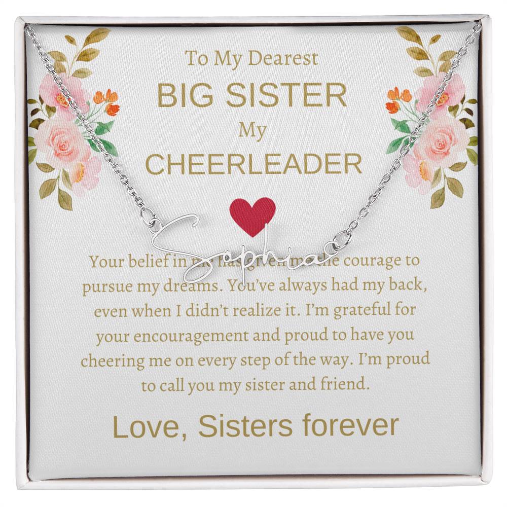 Dearest Big Sister Signature Name Necklace | Gift for Sister | Necklace Gift for Sister