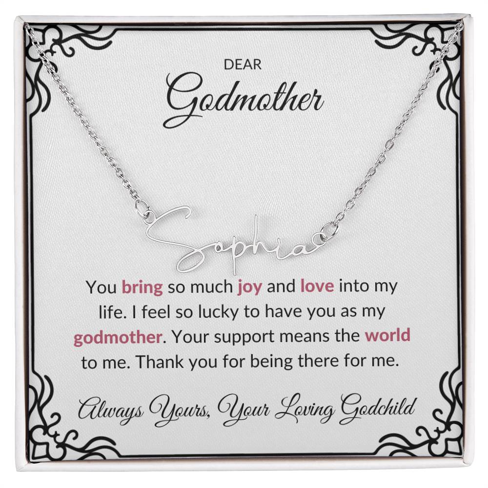Signature Name Necklace for Lovely Godmother | A Cherished Keepsake to Treasure | Godmother Gift