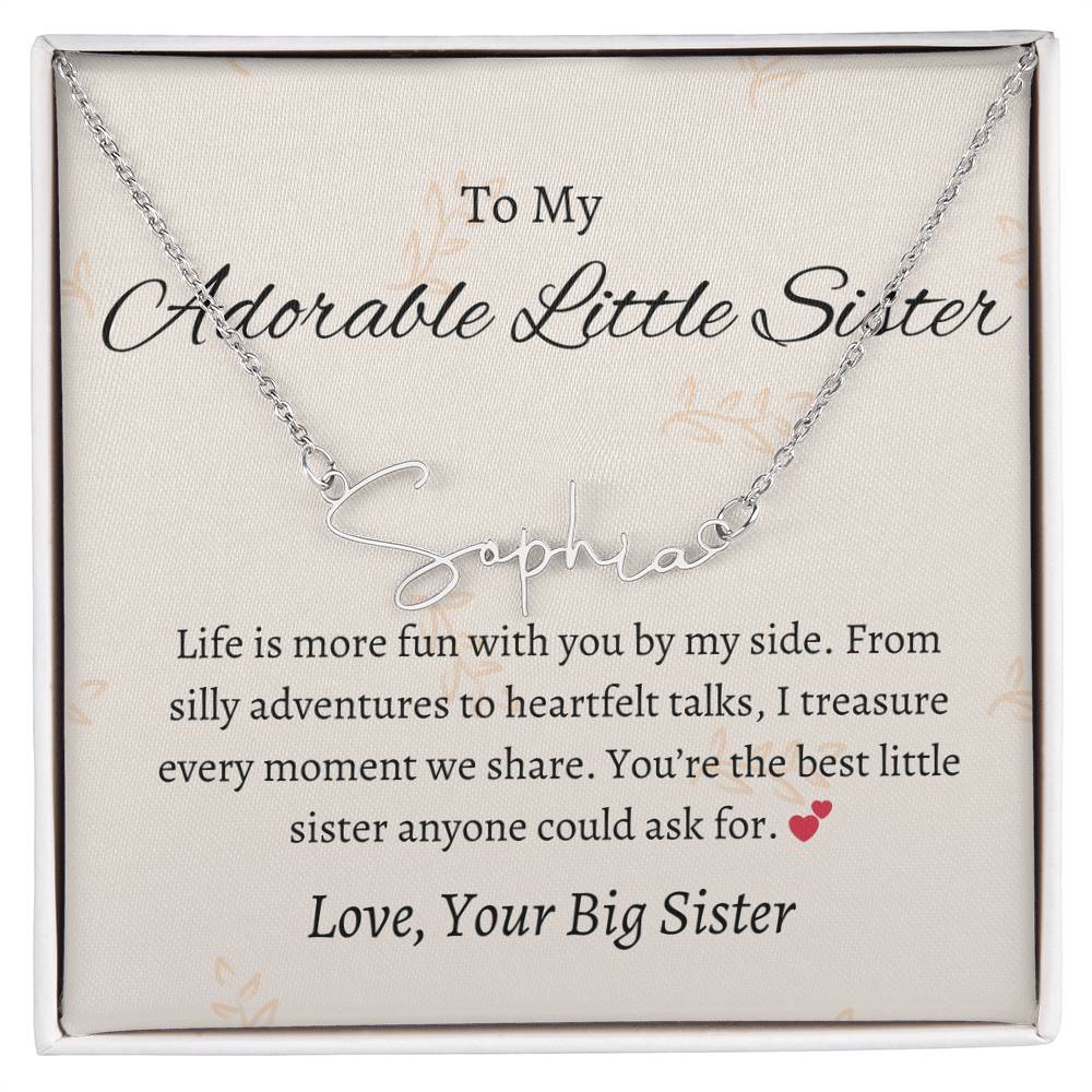 To My Adorable Sister Signature Style Custom Name Jewelry | Gift for Sister | Necklace Gift for Sister