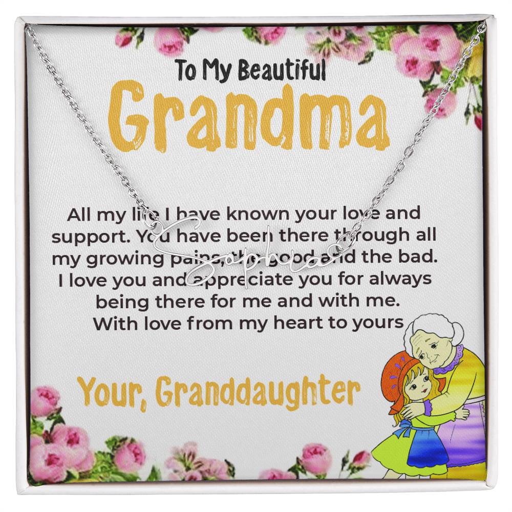 To My Beautiful Grandma | Signature Style Necklace Gift from Granddaughter | Gift for Grandma