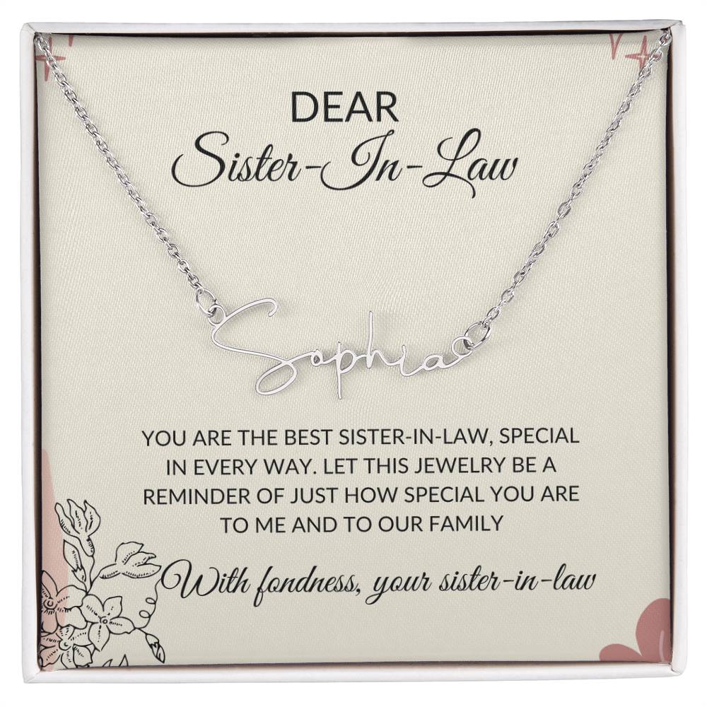To My Dear Sister-in-law Gift Necklace | Signature Style Personalized Custom Name Necklace | Sister-in-Law Gift