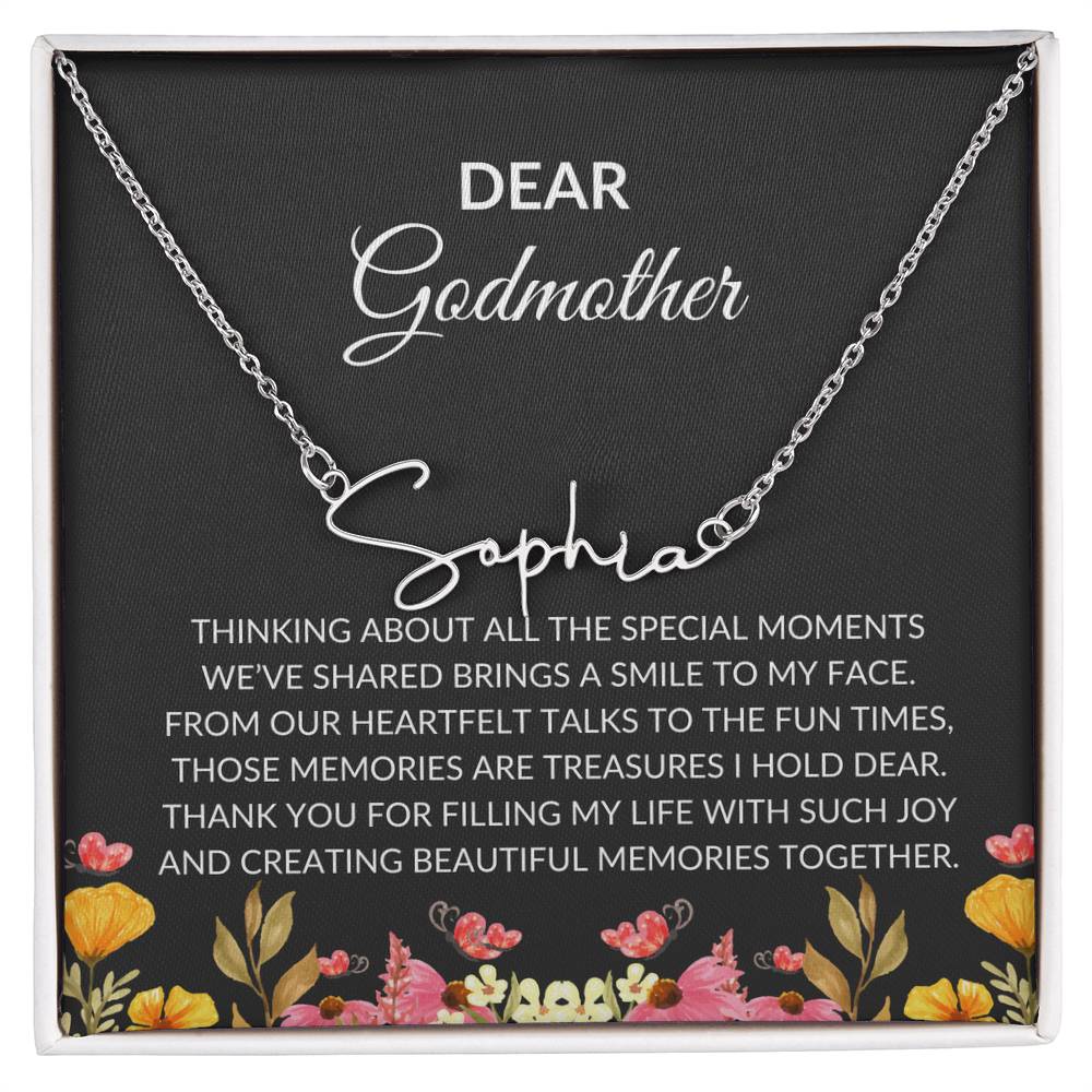 Signature Name Necklace for Dear Godmother | A Unique and Personal Touch | Godmother Gift