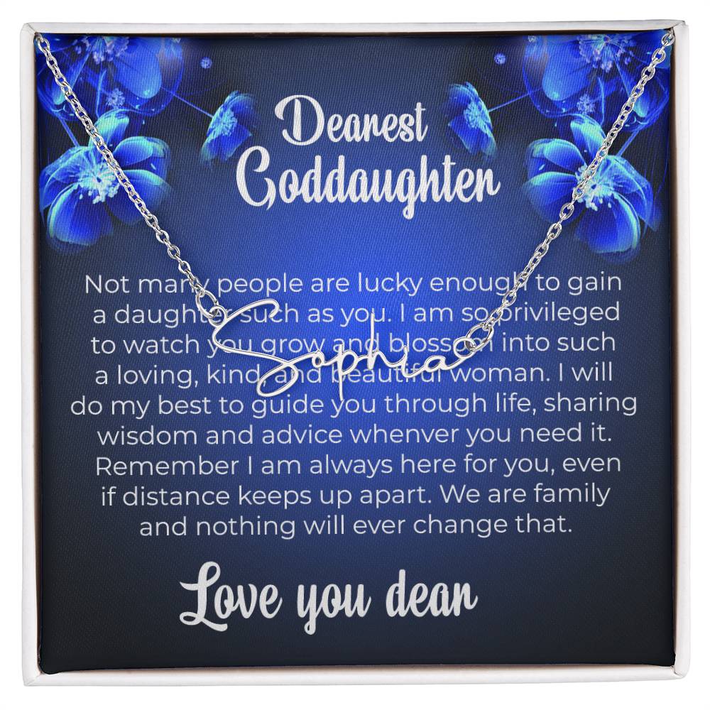 To My Dearest Goddaughter | Personalized Signature Necklace with a Thoughtful Card