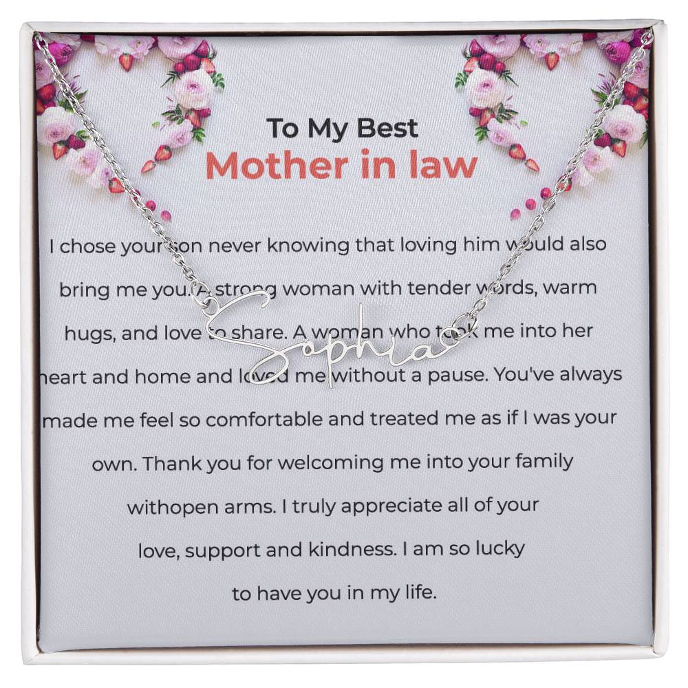 For the Best Mother-in-Law | Signature Style Custom Name Necklace with Loving Message