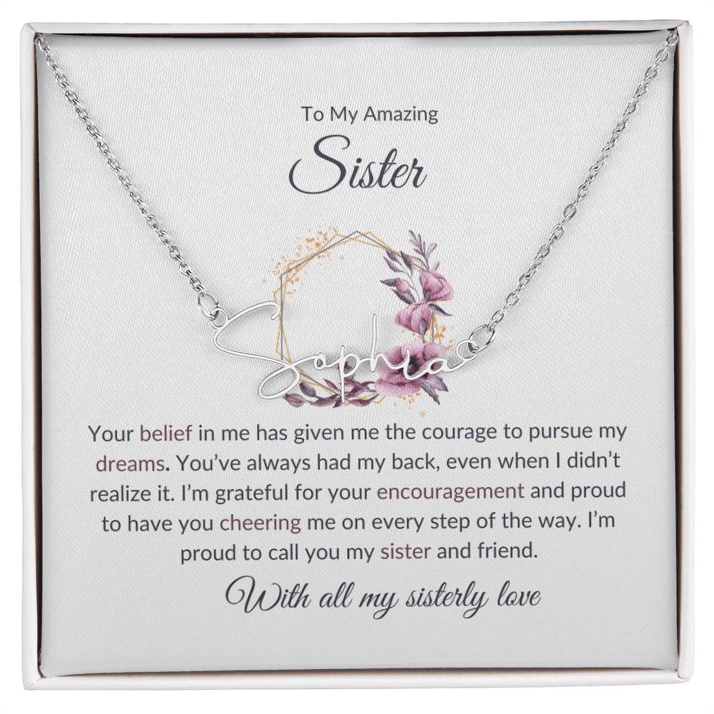 To My Amazing Sister Signature Style Custom Name Necklace | Gift for Sister | Necklace Gift for Sister