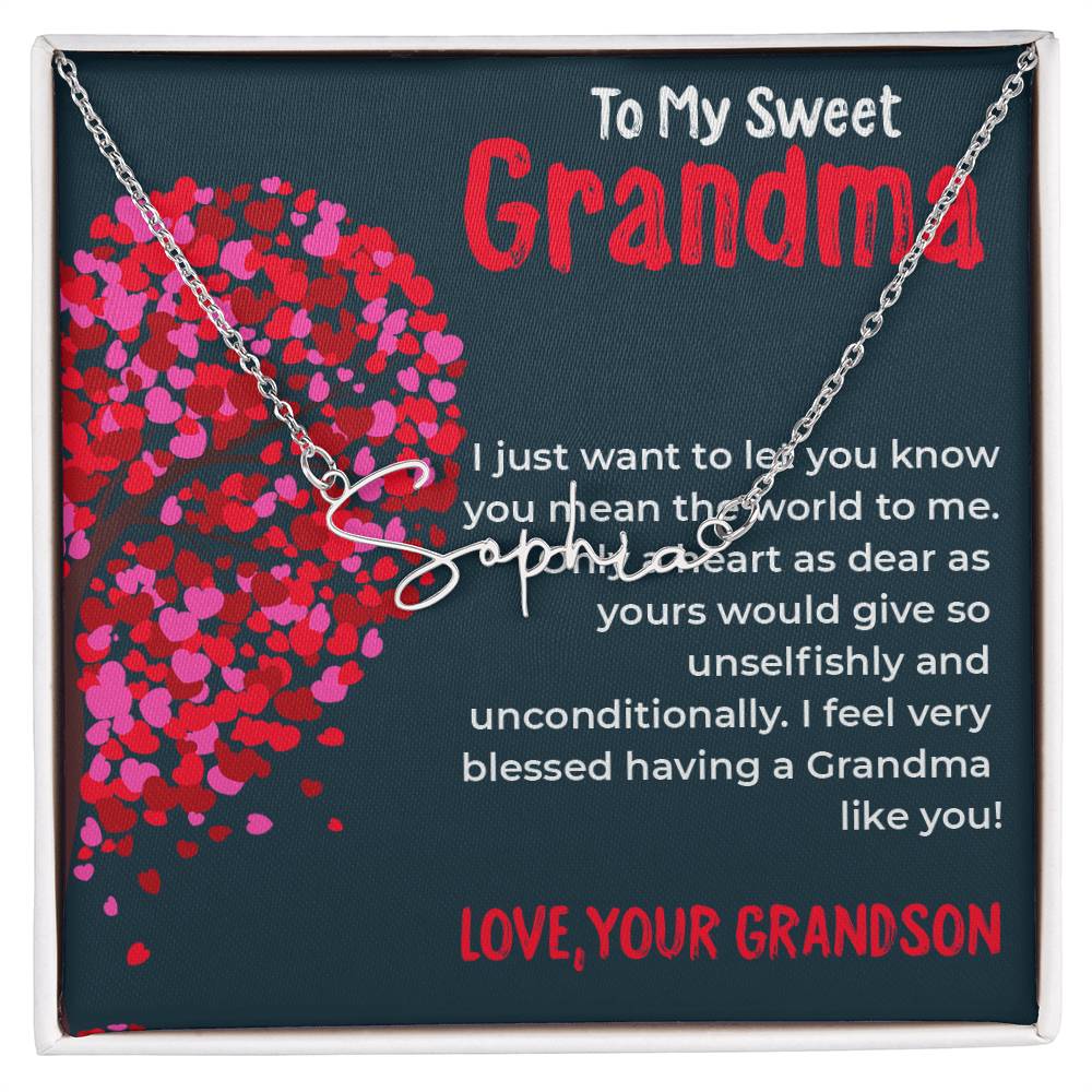 To My Sweet Grandma | Timeless Signature Style Necklace Gift from Grandson | Gift for Grandma