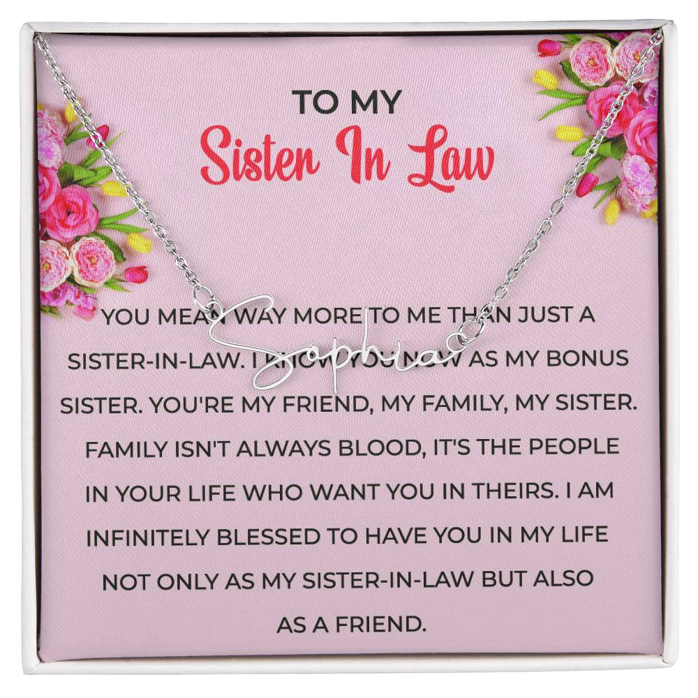 To My Sister-in-law Gift Necklace | Signature Style Personalized Custom Name Necklace | Sister-in-Law Gift
