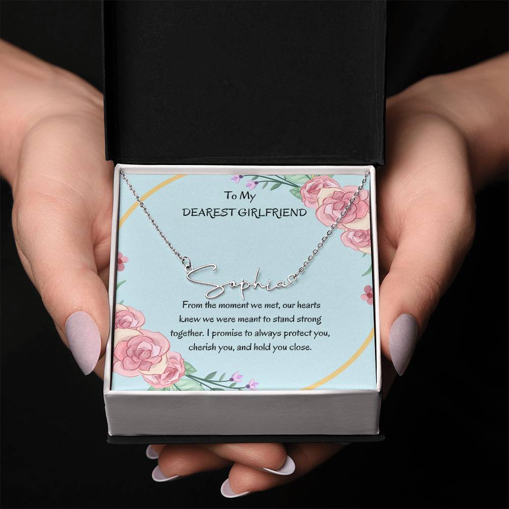 Custom Name Signature Style Necklace For Girlfriend | - SOUVMOUR