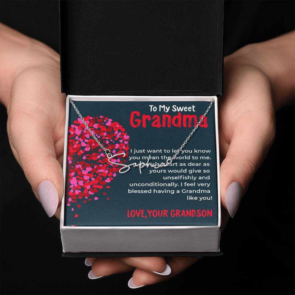 To My Sweet Grandma | Timeless Signature Style Necklace Gift from Grandson | Gift for Grandma
